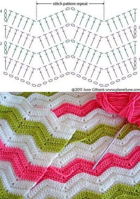 punto crochet zig zag